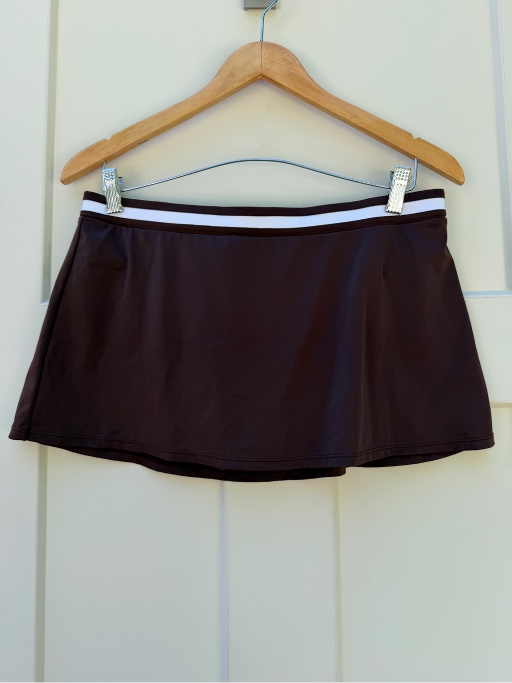 NWT Chocolate Brown Swim Skirt with White Waistband sz 10 Sonoma- Beach, Coastal